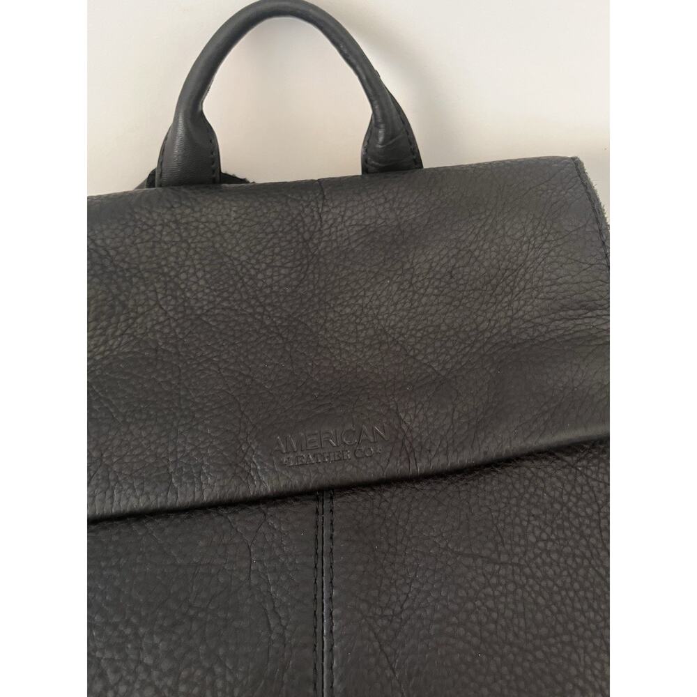 American Leather Co Black Leather Backpack Foldover Minimalist Pebbled Leather - Picture 15 of 16